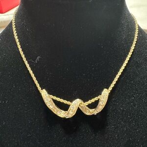 Givenchy Gold-Tone Twisted Wave Necklace with Crystal Detailing